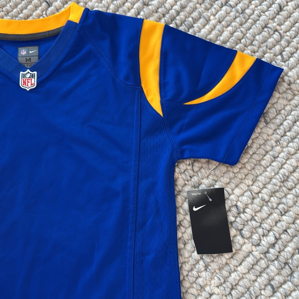 NWT Nike NFL Youth Boys On Field Medium Blue Gold Colors Short Sleeve‎ Jersey. - Picture 3 of 12
